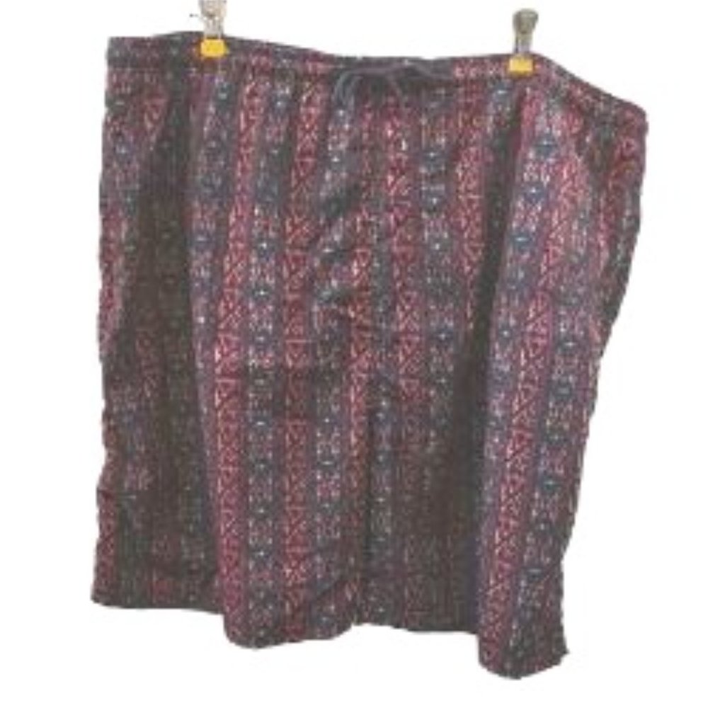 Pro Spirit Men's Size XL Swim Trunks Black Red Blue Geometric Pattern Comfortab